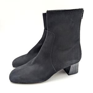 Ron White Odelia Suede Weatherproof Heel Bootie Women's Black Size US8.5 EU39